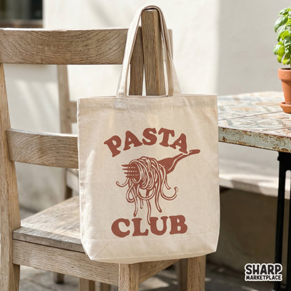 Pasta Club digital design with a vintage-style fork and noodle illustration, ideal for custom t-shirts, stickers, and kitchen-themed DIY projects.