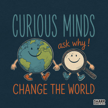 Retro Curious Minds Ask Why PNG sublimation design for teacher shirt and science earth day t-shirts