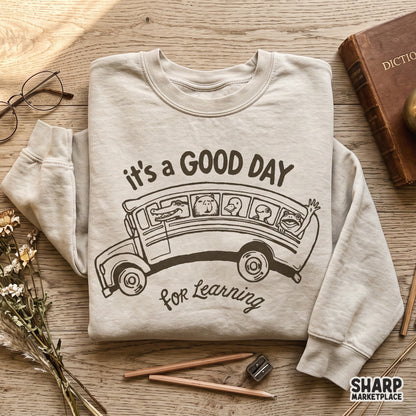 Cute school bus animals shirt design featuring inspirational teacher png graphic for preschool and classroom vibe apparel