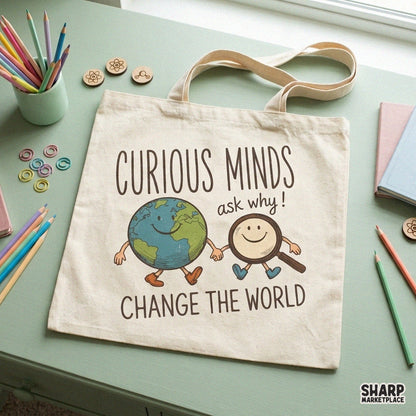 Retro teacher PNG design featuring Curious Minds Ask Why text for science shirts and sublimation crafts