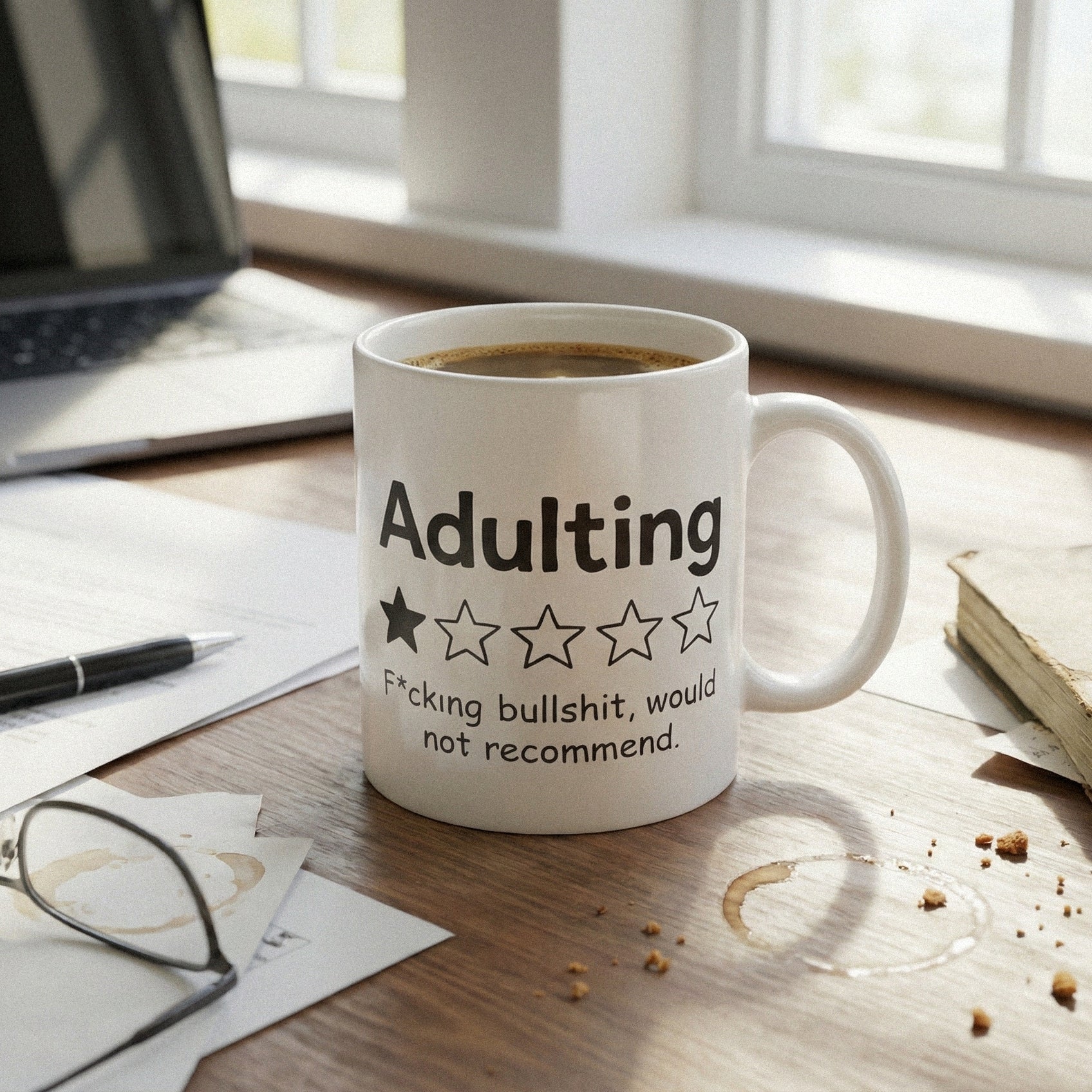 Adulting PNG, One Star Review Funny Shirt - 300 DPI Design for T-Shirt