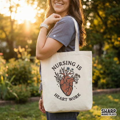 Nursing Is Heart Work PNG, Floral Nurse Shirt PNG - 300 DPI Design for