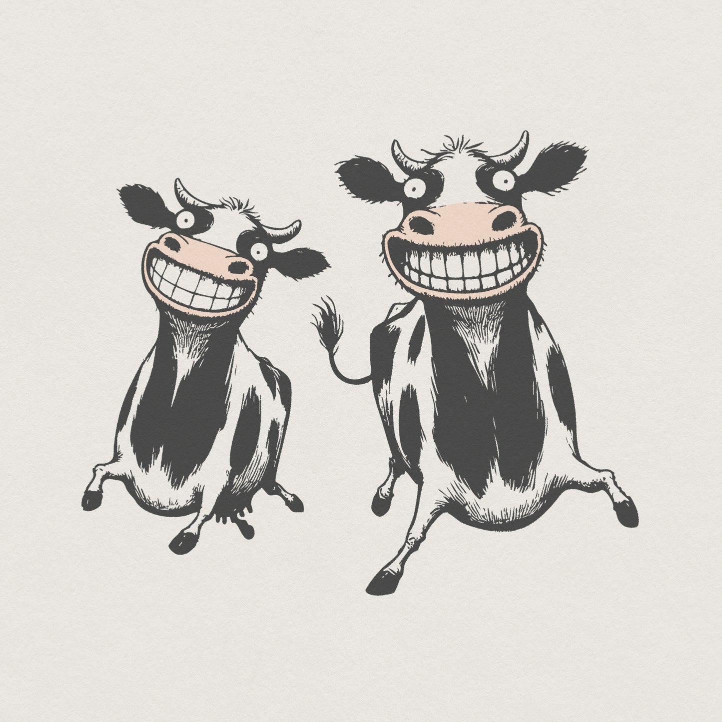 Grinning Cow PNG, Funny Cartoon Cow Art - 300 DPI Design for T-Shirt