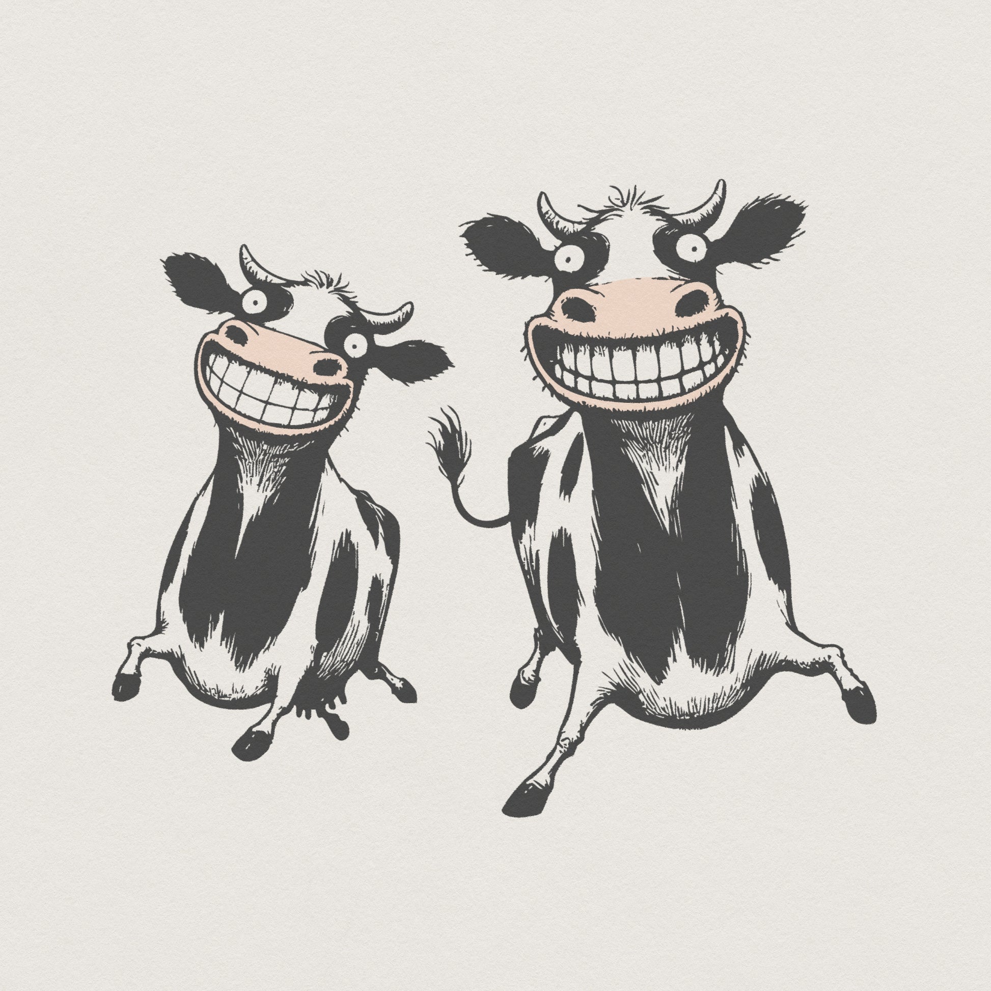 Grinning Cow PNG, Funny Cartoon Cow Art - 300 DPI Design for T-Shirt
