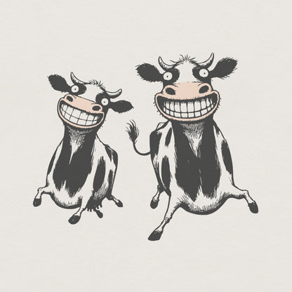 Grinning Cow PNG, Funny Cartoon Cow Art - 300 DPI Design for T-Shirt