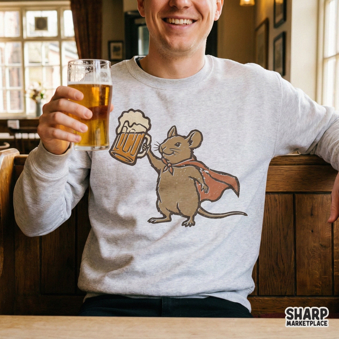 Vintage Mouse Beer Mug PNG, Funny Drinking Animal Design - 300 DPI Design