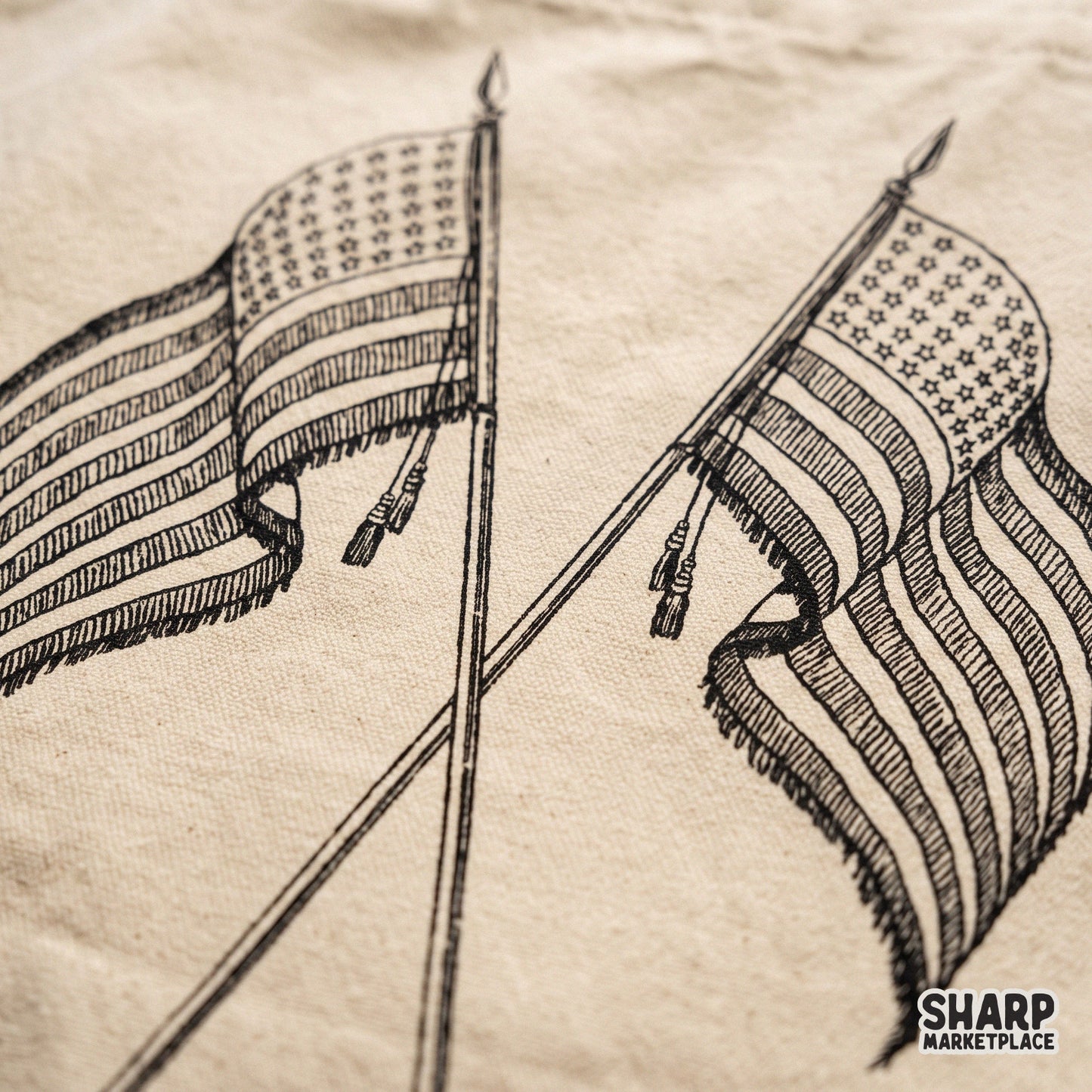 Vintage hand drawn crossed American flags graphic design for patriotic t-shirt sublimation and DTF printing