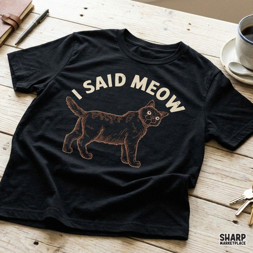 Funny I Said Meow cat PNG graphic with a retro sassy feline for t-shirts and animal lovers sublimation