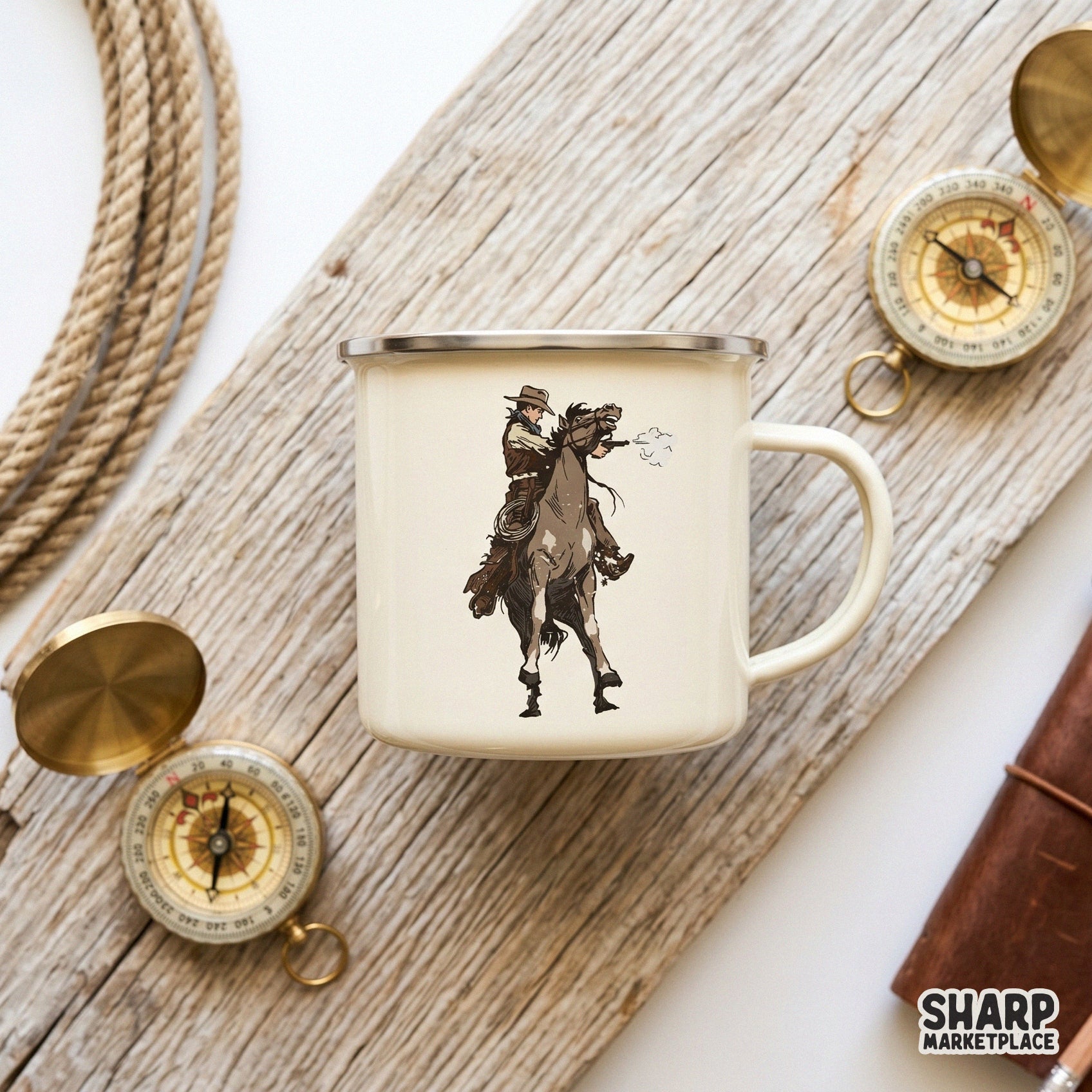 Rearing Horse Cowboy Scene, Western PNG Rodeo Art - 300 DPI Design for