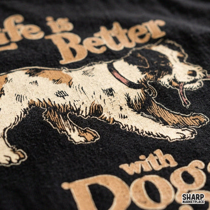 Retro Life Is Better With Dogs vintage terrier graphic design ideal for dog mom t-shirt sublimation