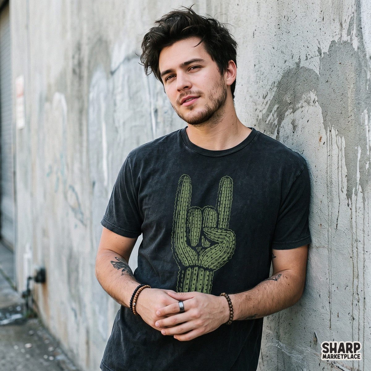 Saguaro Rock On Hand Sign Illustration, Western PNG