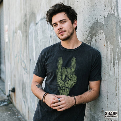 Saguaro Rock On Hand Sign Illustration, Western PNG
