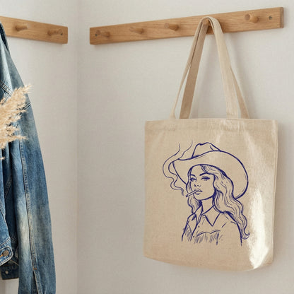 Retro Cowgirl Smoking PNG, Vintage Western Woman Art - 300 DPI Design for