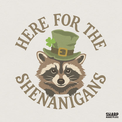 Here For The Shenanigans PNG, St Patrick’s Day Raccoon Shirt Design - 300