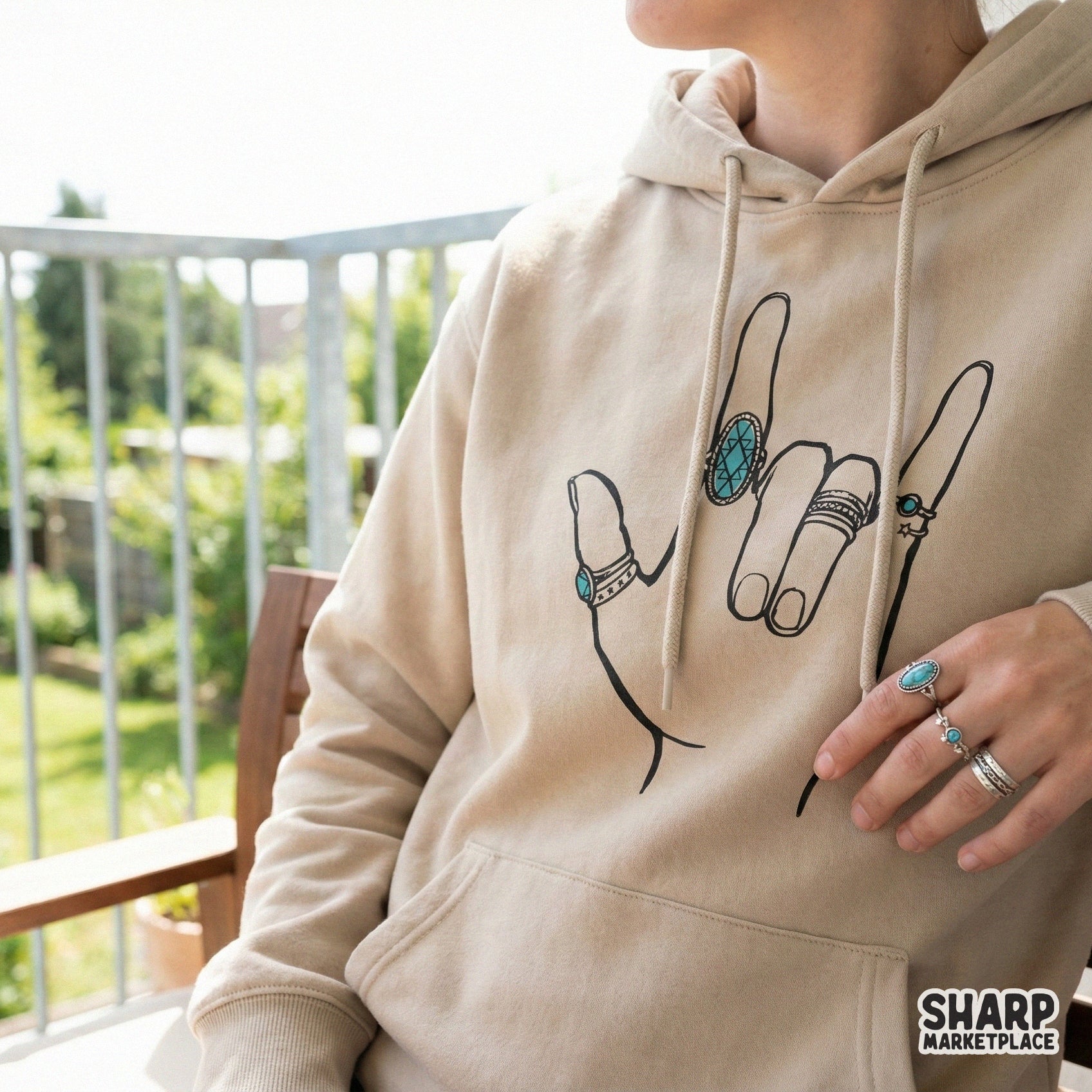 I Love You PNG Hand Sign, Boho Rings - 300 DPI Design for T-Shirt