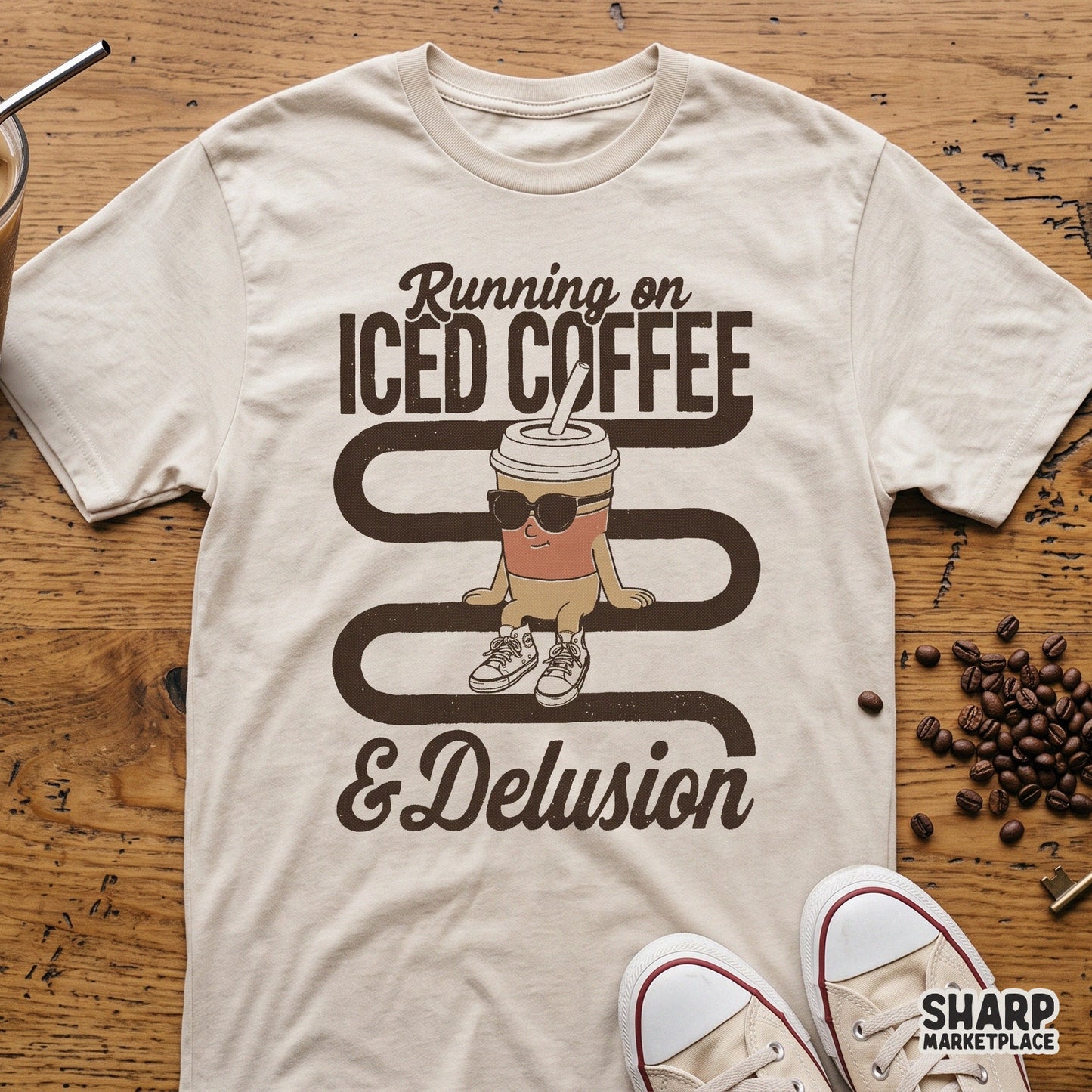 Retro coffee png design with a funny sarcastic quote for sublimation mugs and t-shirts