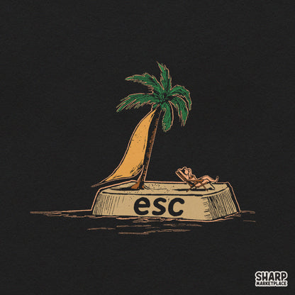 Esc Key Tropical Island Palm Tree Vacation, Retro Summer