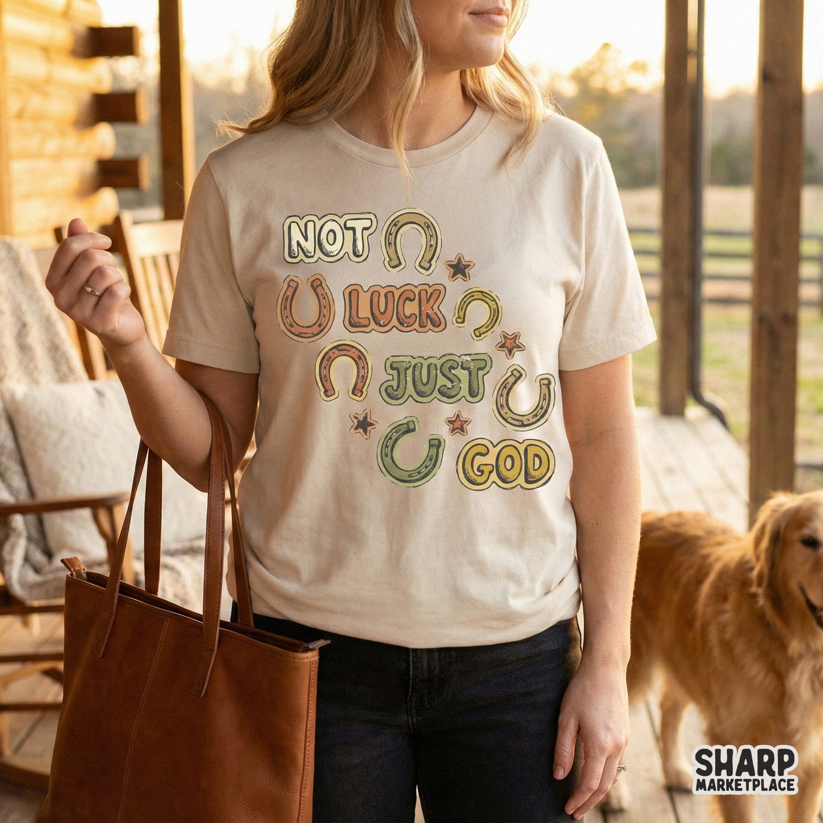 Not Luck Just God PNG, Faith Horseshoe Graphic - 300 DPI Design for T-Shirt