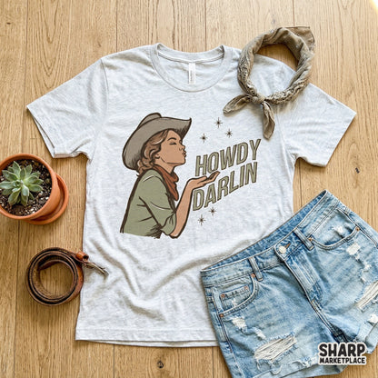 Charming western digital art featuring a cowgirl blowing a kiss, ideal for creating custom shirts, boutique apparel, and unique country-themed gifts.