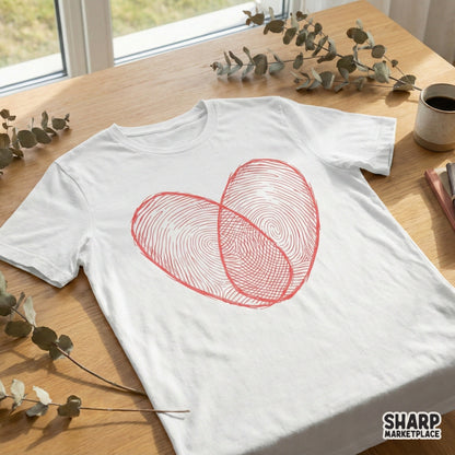 Fingerprint Heart PNG, Digital Download - 300 DPI Design for T-Shirt