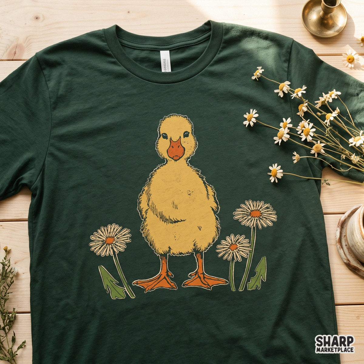 Sweet Yellow Baby Duckling With Daisies Easter PNG, Trendy