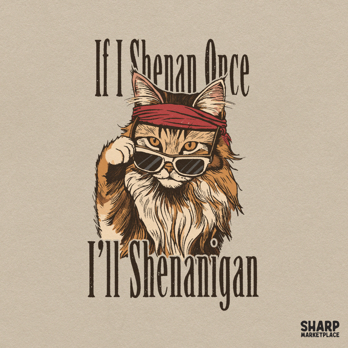 Funny cool cat wearing sunglasses retro graphic design for sarcastic t-shirt print on demand PNG