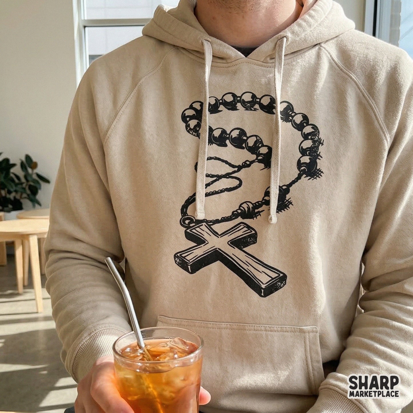 Rosary Cross PNG, Christian Catholic Shirt Design - 300 DPI Design for