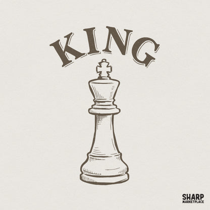 King PNG Chess Piece Design, Digital Download for Men - 300 DPI Design