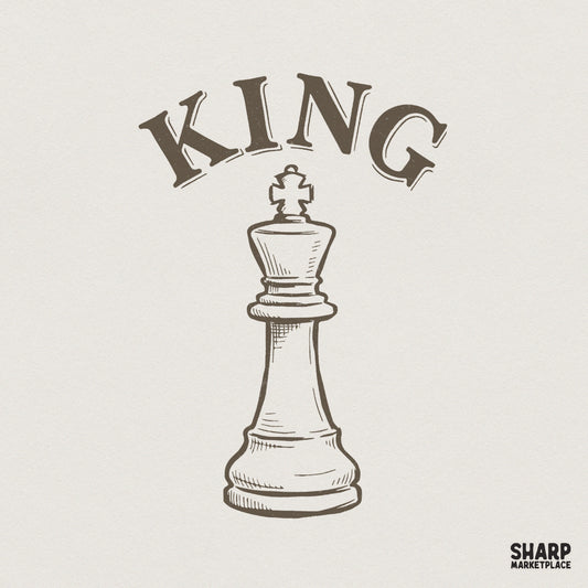 King PNG Chess Piece Design, Digital Download for Men - 300 DPI Design