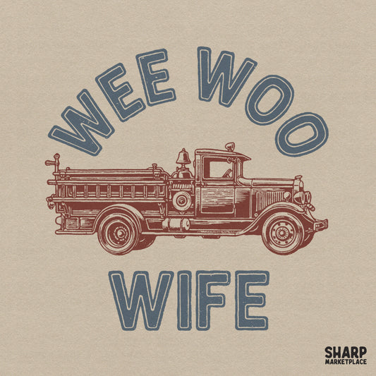 Retro firefighter wife and engine design for a custom tumbler sublimation png