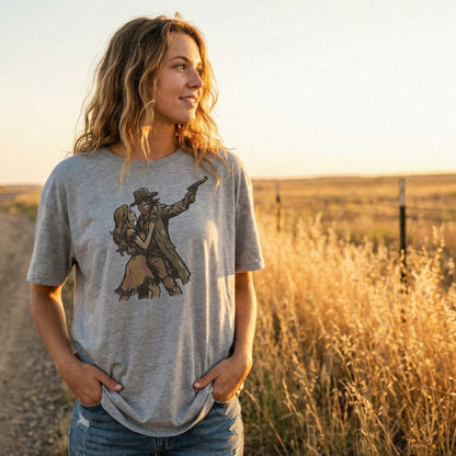 Wild West Outlaw PNG, Cowboy and Cowgirl Romantic Illustration - 300 DPI