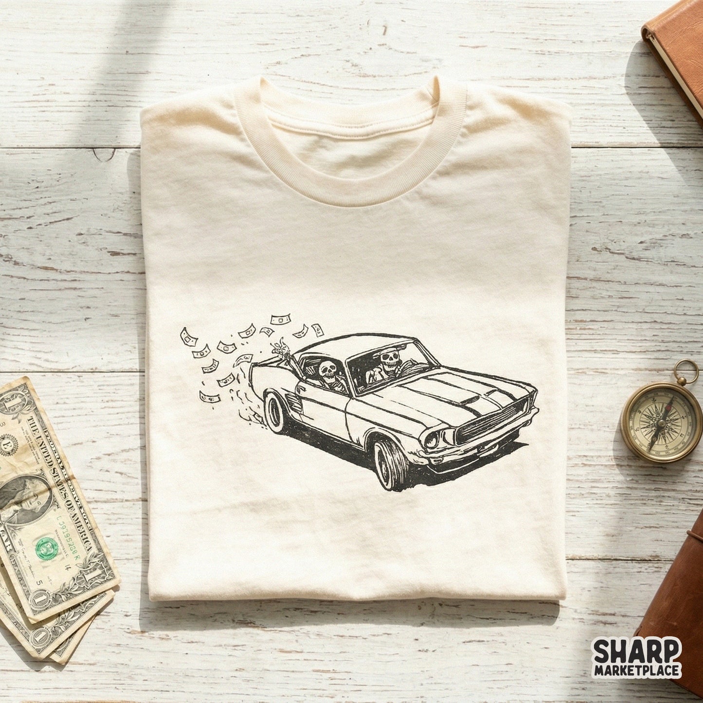 Skeleton Muscle Car PNG, Halloween PNG - 300 DPI Design for T-Shirt