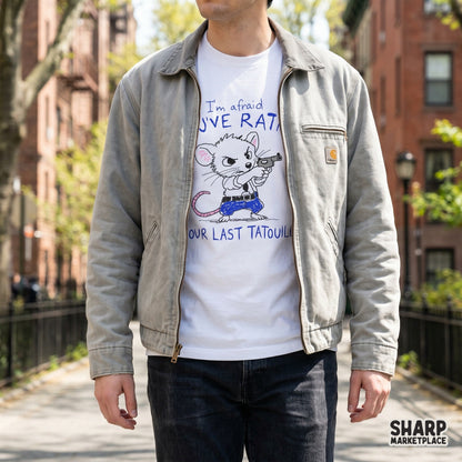 Sarcastic western rodent design featuring a mouse in blue pants holding a firearm, perfect for custom t-shirts, stickers, or trendy sublimation apparel