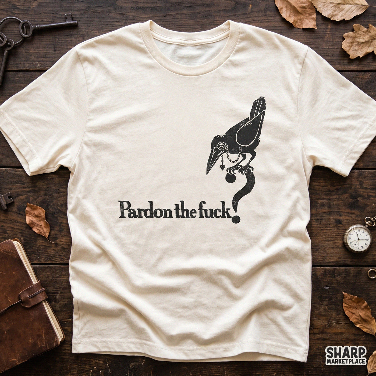 Funny sarcastic crow with monocle PNG graphic for dark humor t-shirt and hoodie designs