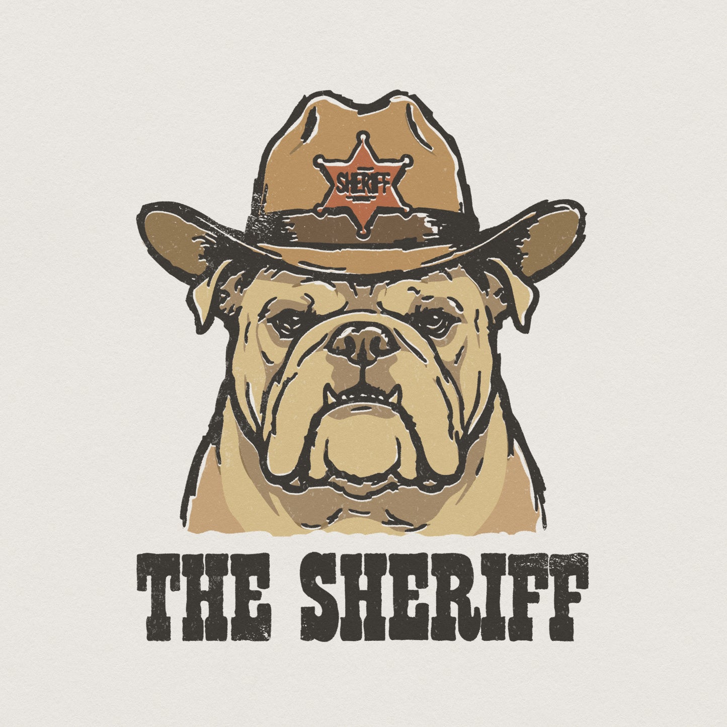 The Sheriff Bulldog PNG, Funny Western Dog Print - 300 DPI Design for