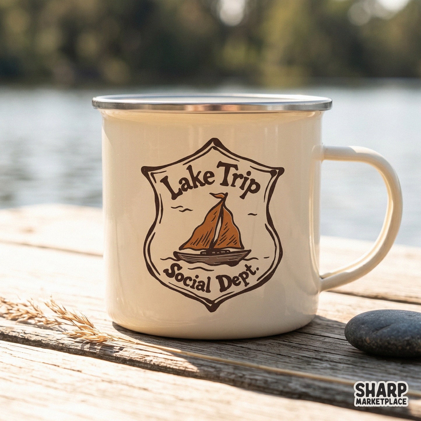 Retro summer sailboat Lake Trip Social Dept PNG design for vintage y2k camping and beach sublimation apparel