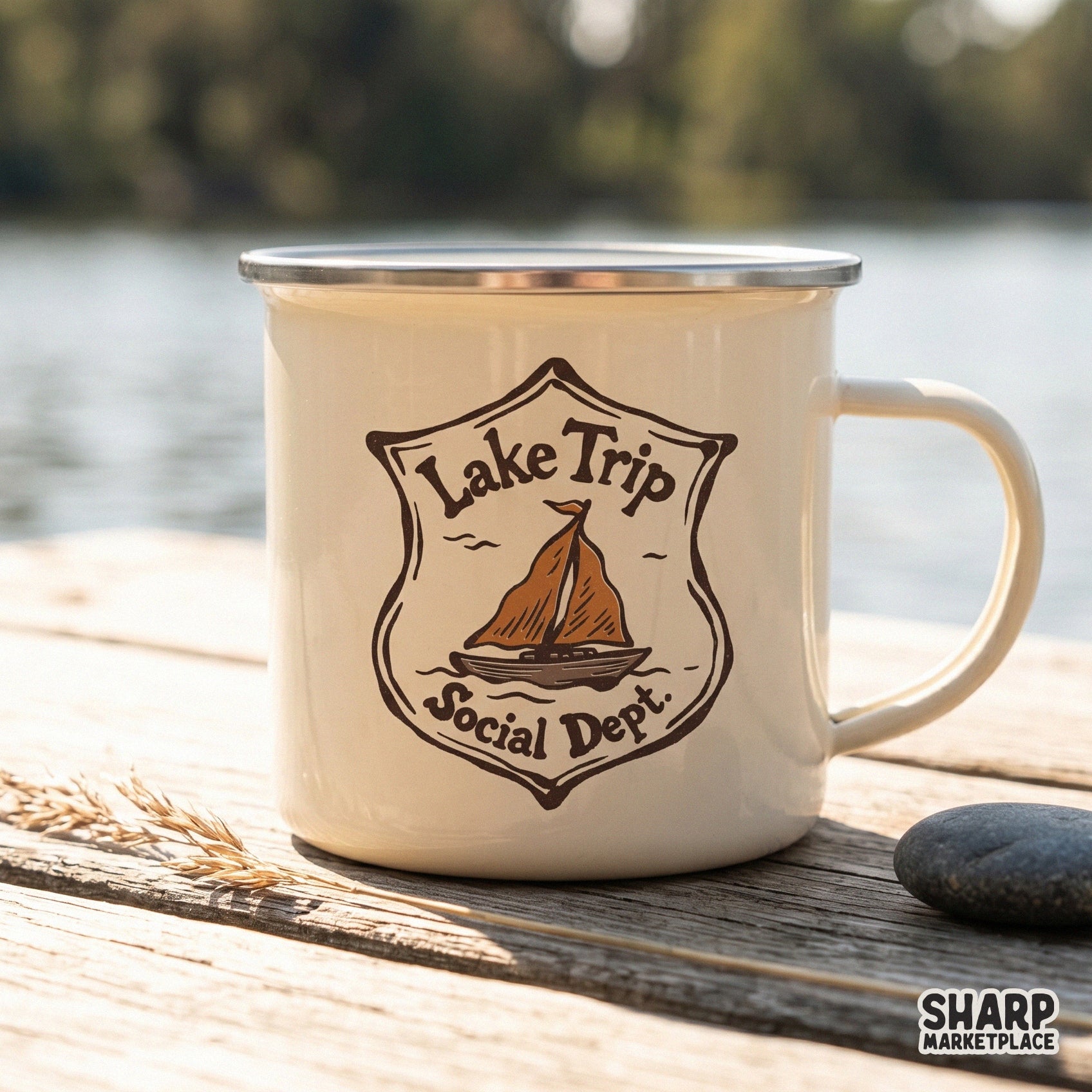 Retro summer sailboat Lake Trip Social Dept PNG design for vintage y2k camping and beach sublimation apparel