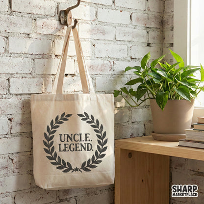 Retro style Uncle Legend graphic with a laurel wreath and star, suitable for custom apparel, tumblers, and printable gifts with a timeless aesthetic.