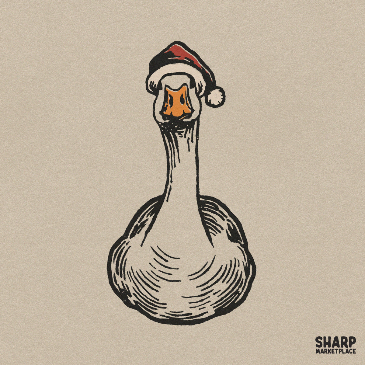 Funny silly goose wearing a Santa hat digital PNG for Christmas holiday shirt sublimation and DTF printing