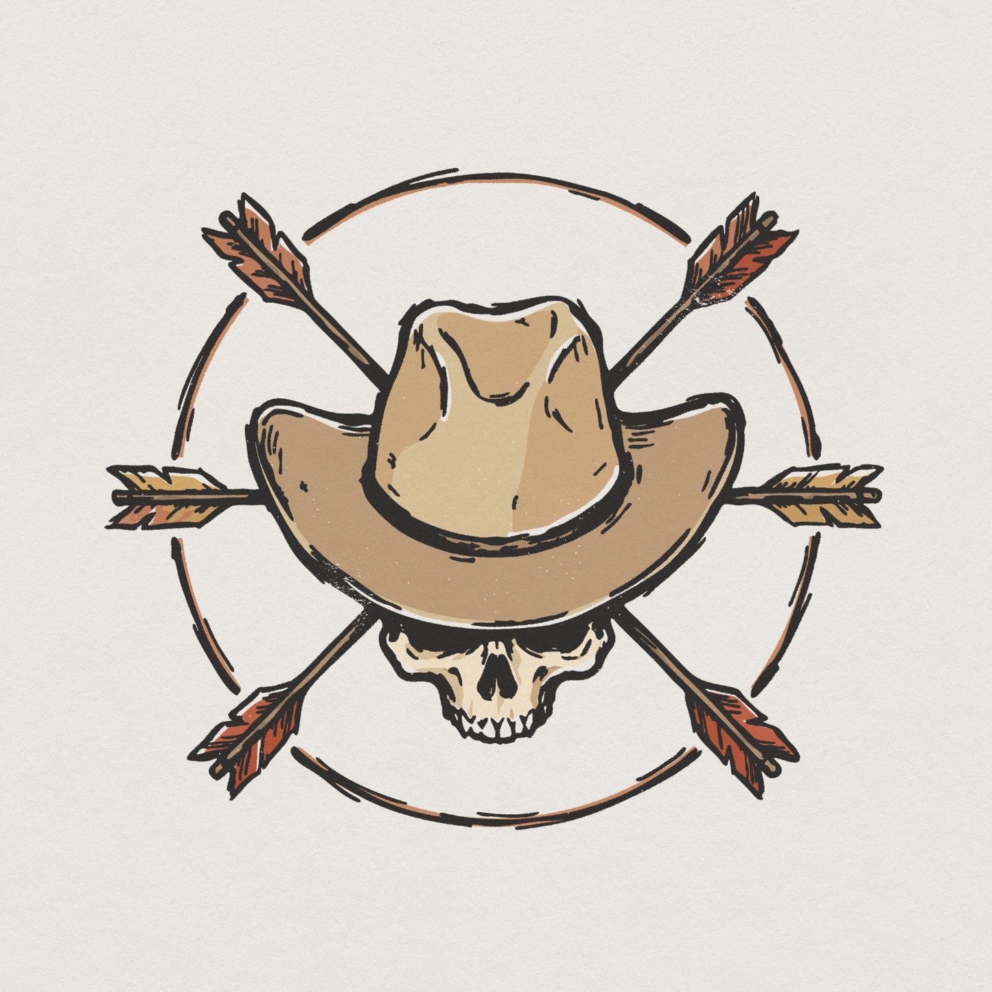 Cowboy Skull PNG, Western Hat Skull Art - 300 DPI Design for T-Shirt