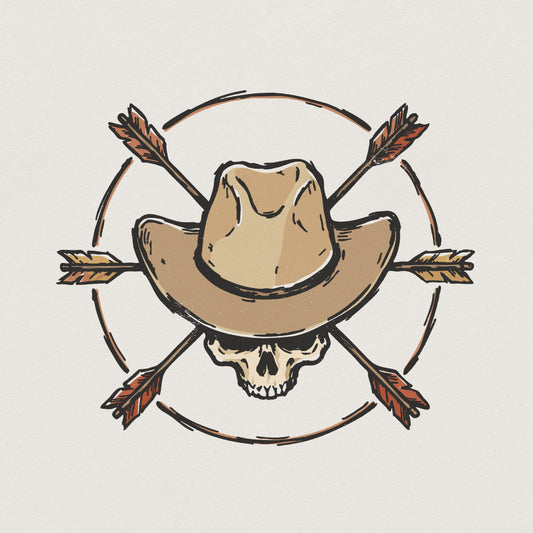 Cowboy Skull PNG, Western Hat Skull Art - 300 DPI Design for T-Shirt