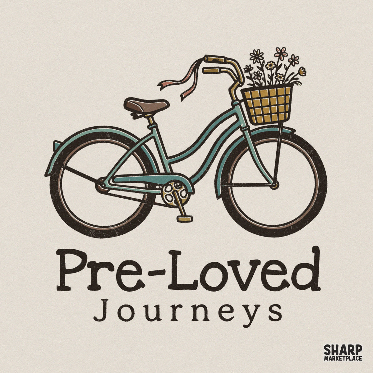 Pre-Loved Journeys PNG, Retro Bicycle T-Shirt Design - 300 DPI Design for