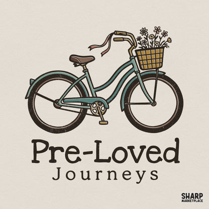 Pre-Loved Journeys PNG, Retro Bicycle T-Shirt Design - 300 DPI Design for