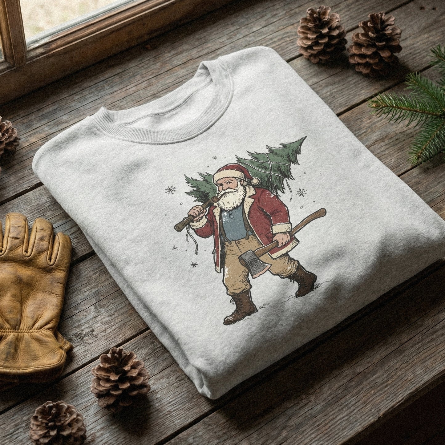 Vintage Santa Claus PNG, Christmas Tree Art - 300 DPI Design for T-Shirt