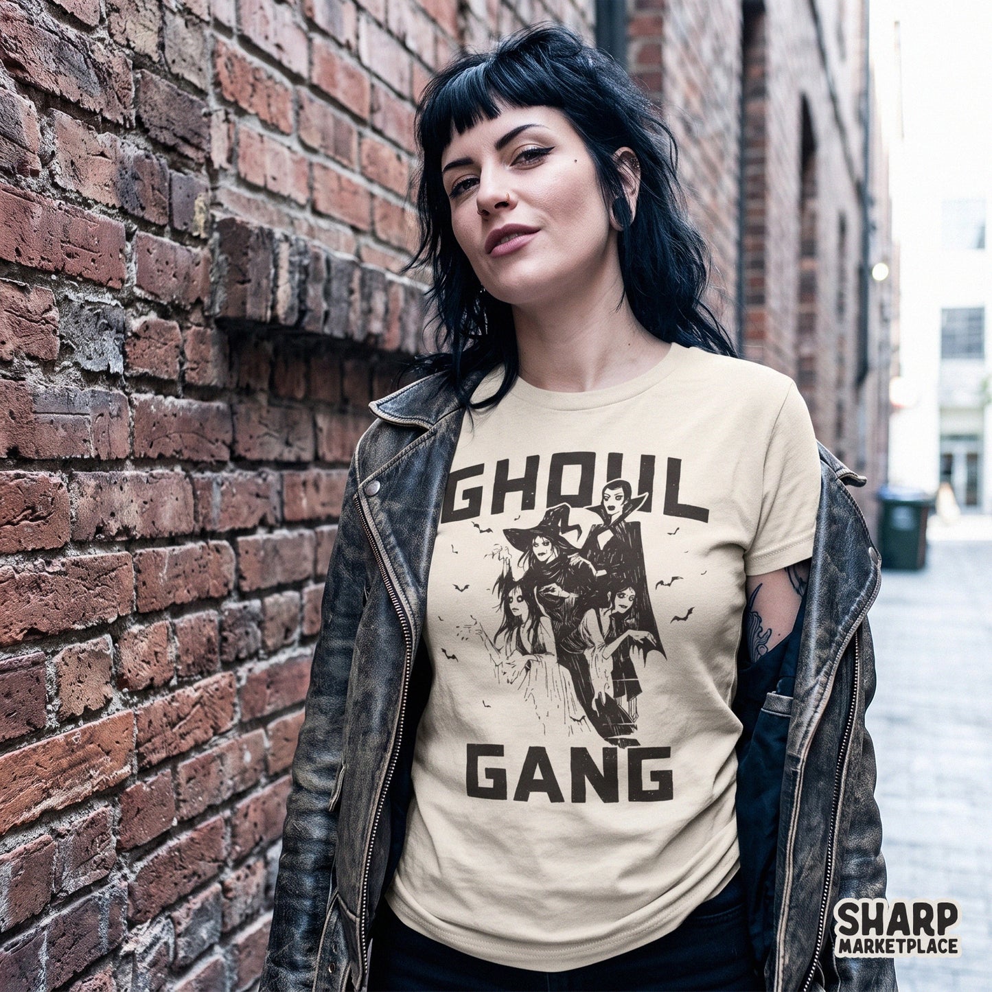 Retro ghoul gang Halloween PNG featuring spooky season witches and horror aesthetic for sublimation and apparel prints