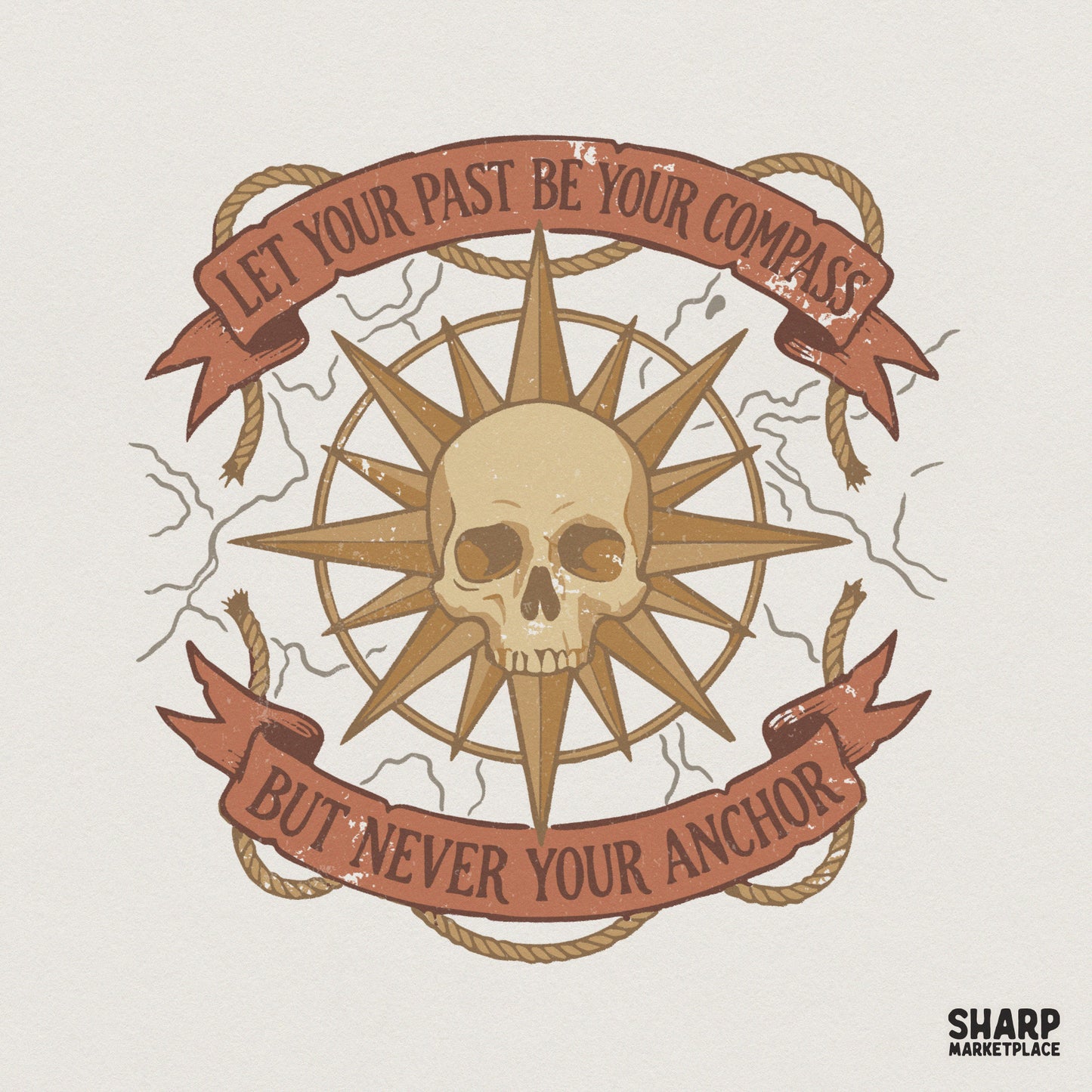 Let Your Past Be Your Compass PNG, Skull Nautical Design - 300 DPI Design