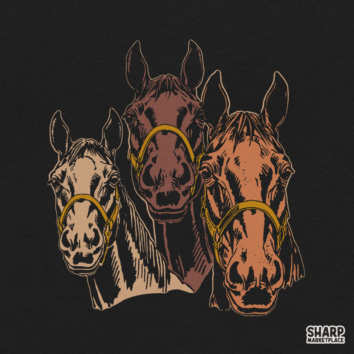 Vintage brown equine art western PNG sublimation design for country music shirts and ranch life decor