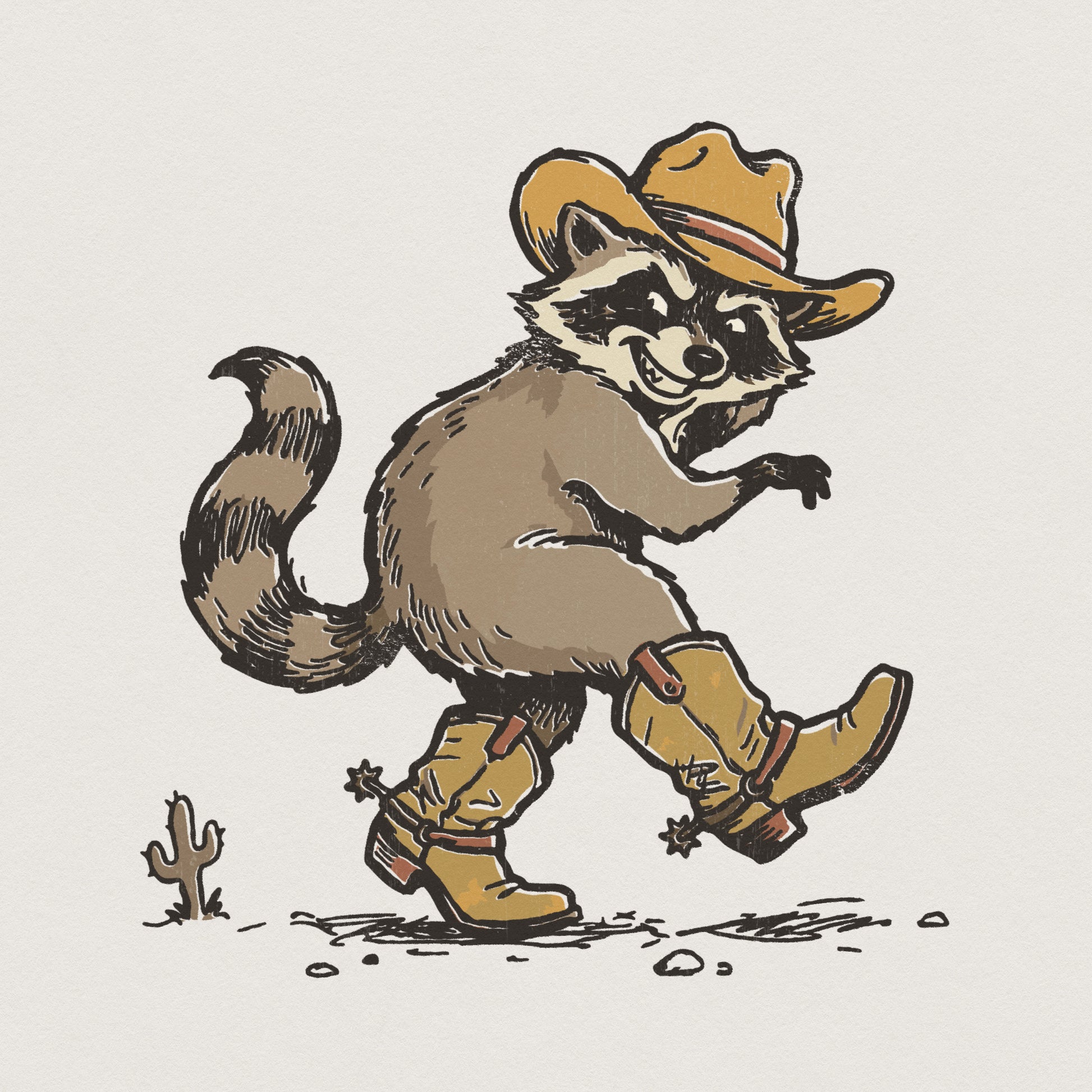 Cowboy Raccoon PNG, Funny Animal Art - 300 DPI Design for T-Shirt