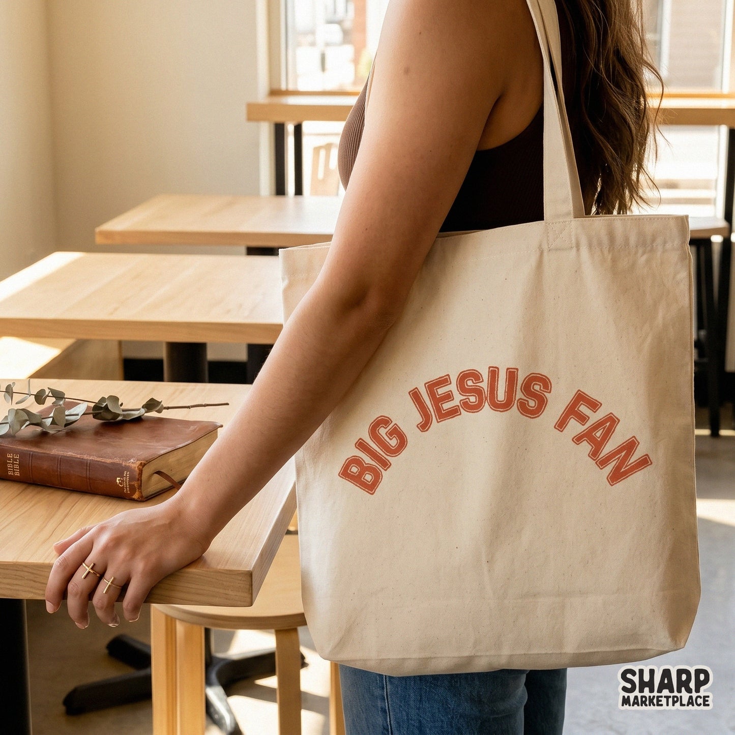 Retro Christian typography shirt design featuring Big Jesus Fan graphic for faith apparel
