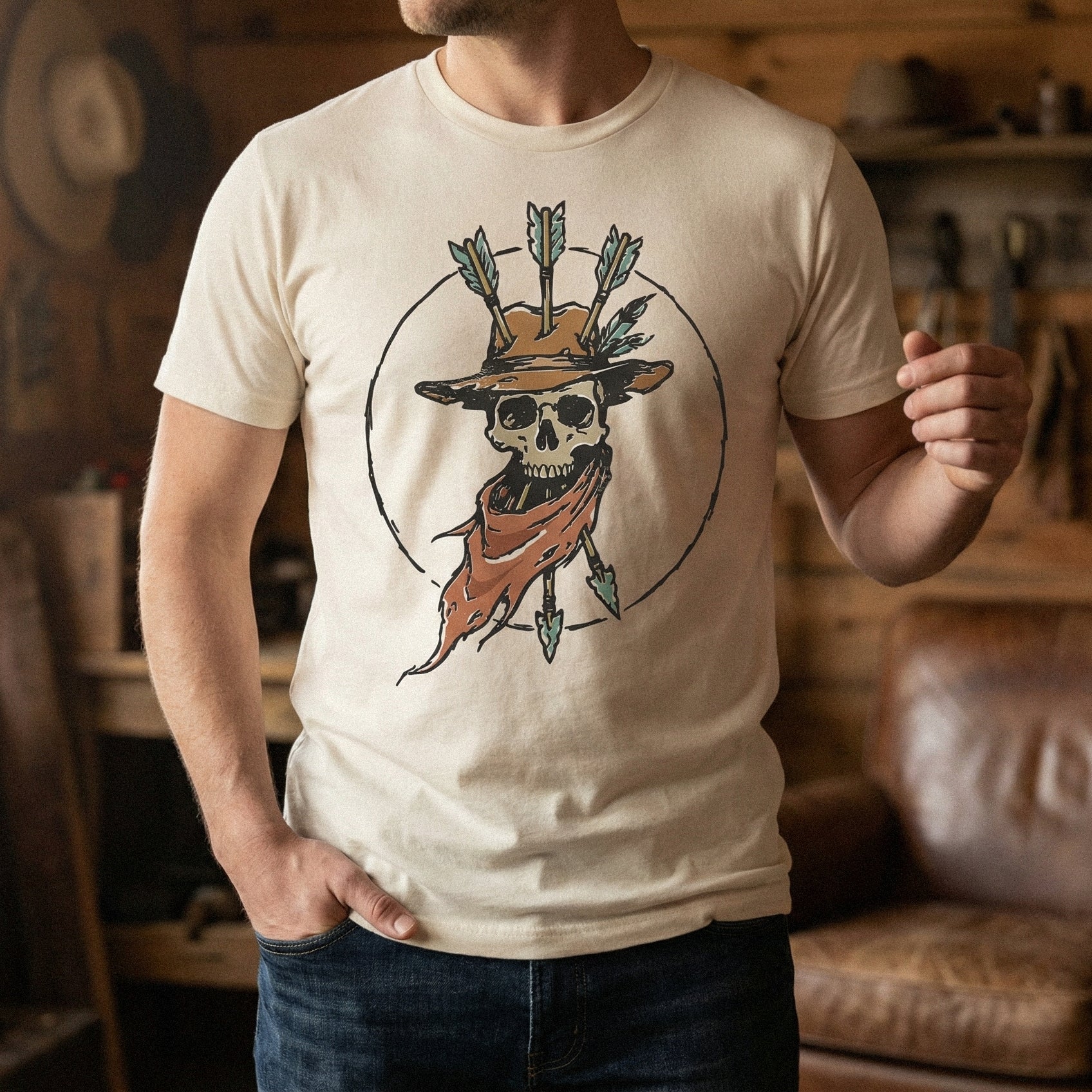 Cowboy Skull PNG, Western Hat Skeleton Art - 300 DPI Design for T-Shirt